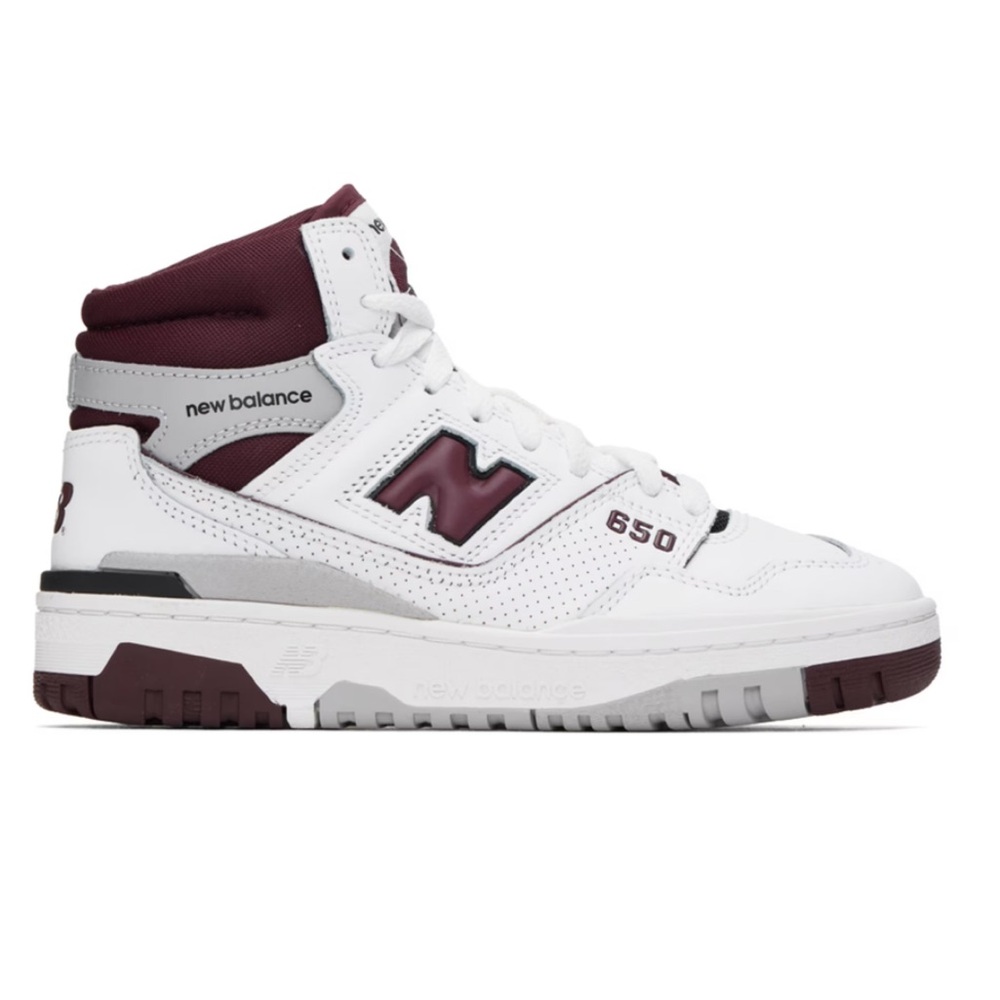 New Balance 650 White and Maroon High-Tops